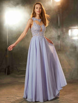 Sleeveless Amazing Scoop Long With Appliques Evening Dress Chiffon-ballbellauk