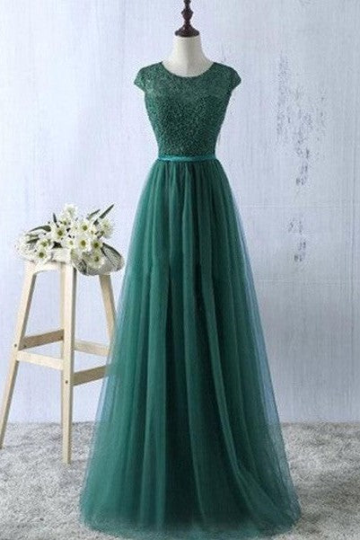 Sleeveless Amazing Scoop Tulle Long Prom Dress-ballbellauk