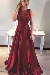 Sleeveless Amazing Scoop With Appliques Prom Dress Long Online-ballbellauk