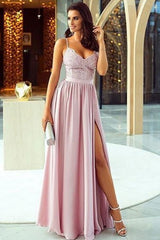 Sleeveless Amazing Spaghetti-Straps Long With Appliques Prom Dress On Sale-ballbellauk