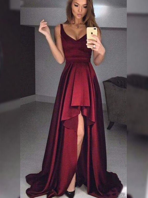 Sleeveless Amazing Straps Asymmetrical Ruffles Prom Dress with Satin-ballbellauk