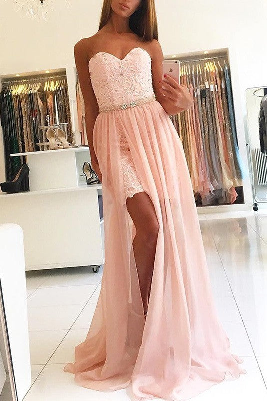 Sleeveless Amazing Sweetheart Lace Tulle Prom Dress-ballbellauk