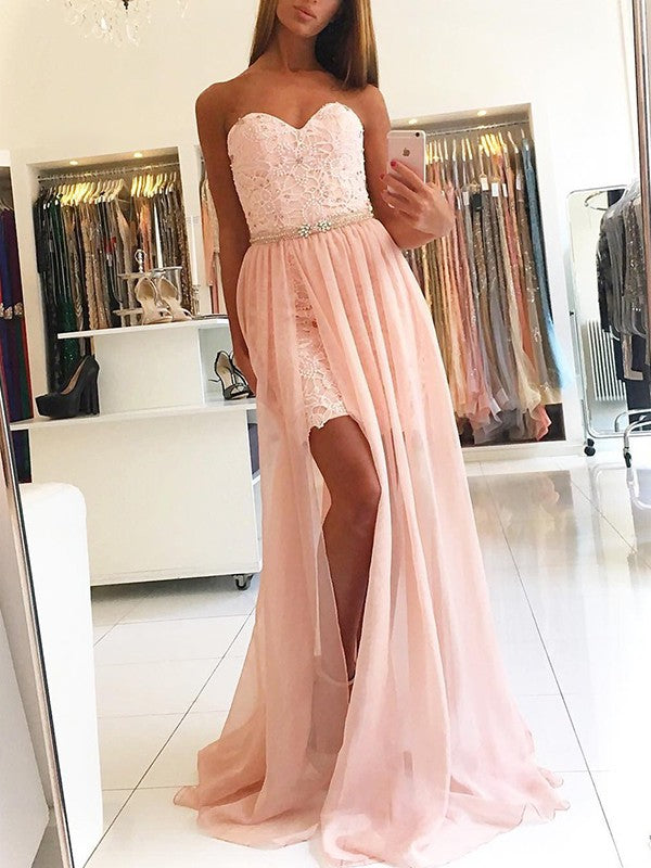 Sleeveless Amazing Sweetheart Lace Tulle Prom Dress-ballbellauk