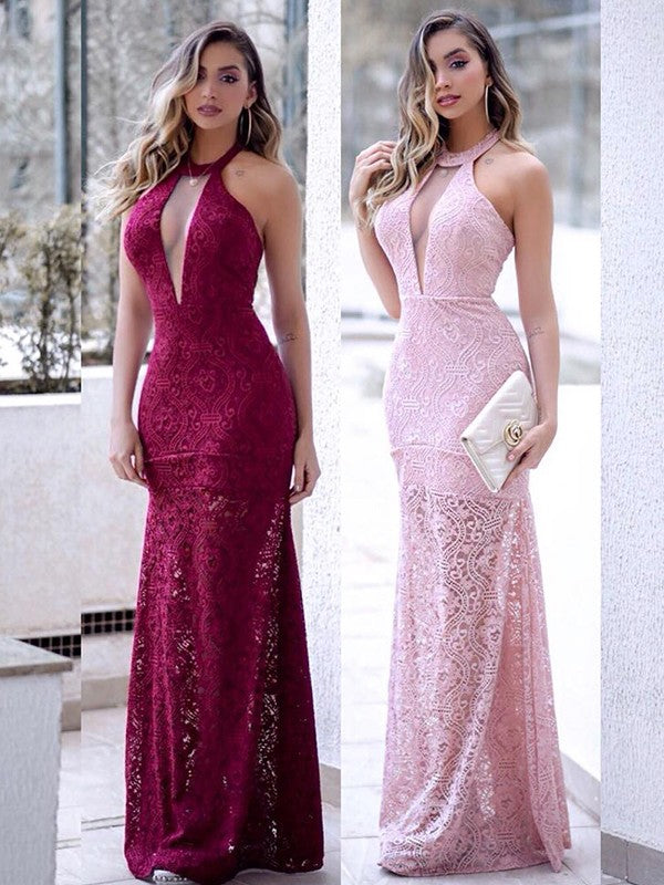 Sleeveless Long Ruffles Lace Prom Dress-ballbellauk