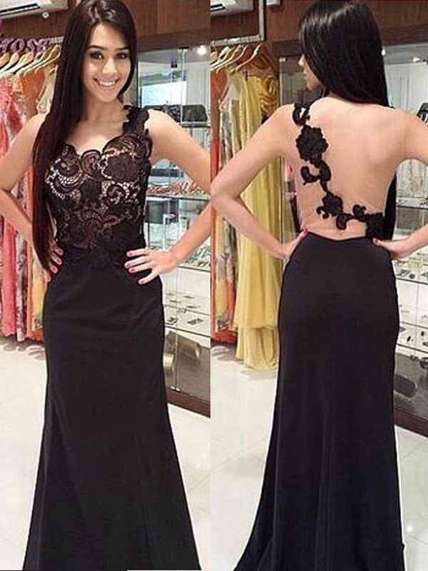 Sleeveless Scoop Lace Long Evening Dress Chiffon-ballbellauk