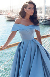 Slit Baby Blue Prom Dress UK Off-the-Shoulder-ballbellauk