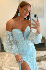 Sparkly Baby Blue Mermaid Sweetheart Evening Dress - Online for Grad Party Pink-ballbellauk