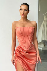 Strapless Split Long Evening Dress for Prom Party-ballbellauk