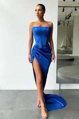 Strapless Split Long Evening Dress for Prom Party-ballbellauk