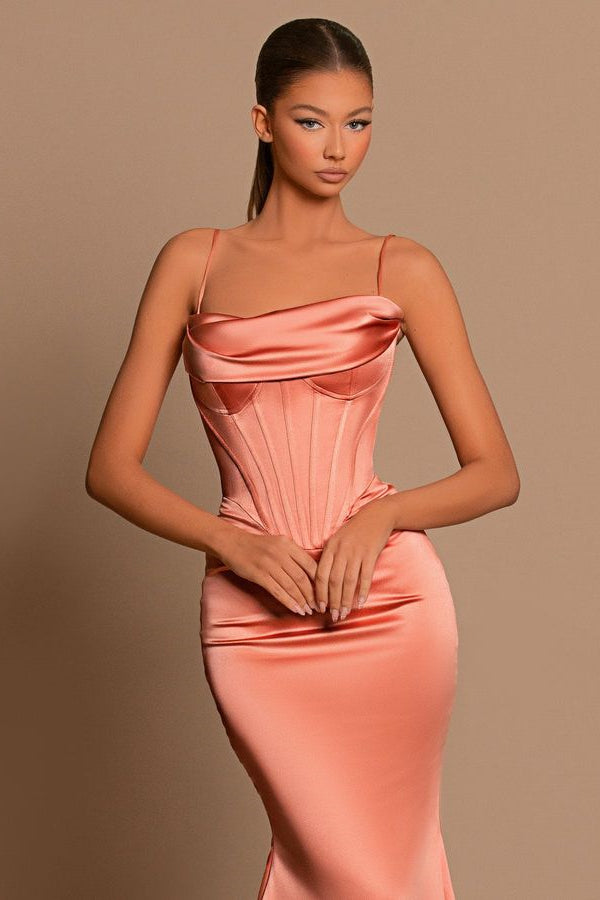 Stunning Coral Spaghetti-Straps Formal Wears Mermaid Sleeveless-ballbellauk