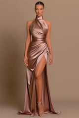 Stunning High Neck Sleeveless Formal Wears Mermaid Long Split-ballbellauk