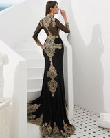 Stunning Long Sleeves Mermaid Prom Dress UK with Gold Appliques Cape-ballbellauk