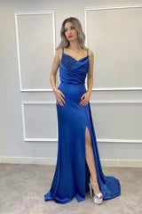 Stunning Mermaid Prom Dress UK with Beadings and Split Ruffles-ballbellauk