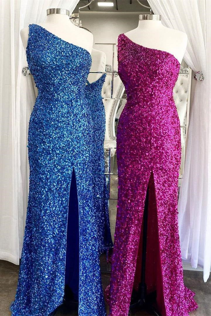 Stunning One Shoulder Mermaid Prom Dress UK With Split-ballbellauk