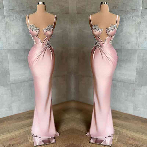 Stunning Pink Sleeveless Mermaid Prom Dress UK-ballbellauk