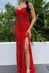 Stunning Red Sweetheart Mermaid Prom Dress UK With Sequins-ballbellauk