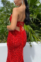 Stunning Red Sweetheart Mermaid Prom Dress UK With Sequins-ballbellauk