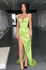 Stunning Sage Green Sweetheart Mermaid Evening Dress Sleeveless With Slit-ballbellauk