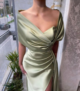 Stunning Sleeveless Stain Split Prom Dress UK with Cape-ballbellauk