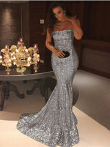 Stunning Strapless Sequins Mermaid Evening Dress PD031-ballbellauk