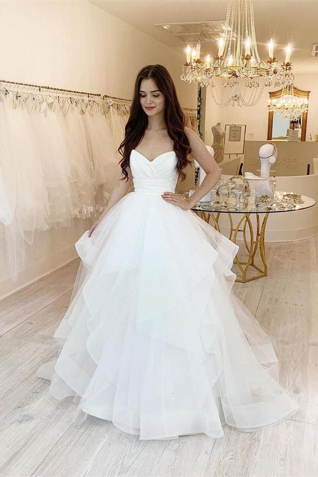 Stunning Sweetheart Wedding Dress UK with Tulle Ruffles-ballbellauk