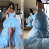 Sweetheart Tulle Hi-Lo Blue Prom Dress UK-ballbellauk