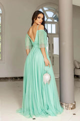 Tulle Spaghetti-Straps Boho Prom Dress UK A Line-ballbellauk