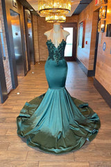 Unique Prom Dress UK with Appliques and Beads - Halter Sleeveless Mermaid-ballbellauk