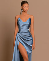 Unique Style Amazing Blue Mermaid Strapless Prom Dress UK for Parties-ballbellauk