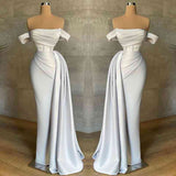 White Mermaid Off-The-Shoulder Prom Dress UK-ballbellauk