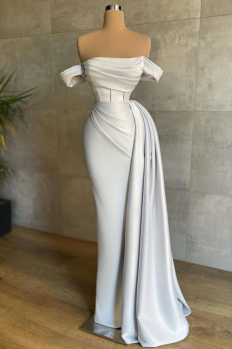 White Mermaid Off-The-Shoulder Prom Dress UK-ballbellauk