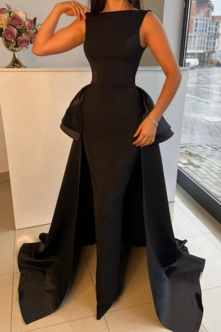 Amazing Long Black Evening Gown Classic Drom Dresses With Detachable Train