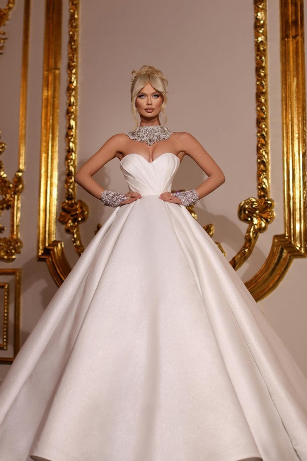 Charming Princess Long Long Glitter Sleeveless Bridal Gowns On Sale