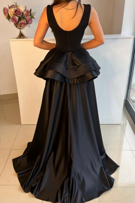 Amazing Long Black Evening Gown Classic Drom Dresses With Detachable Train