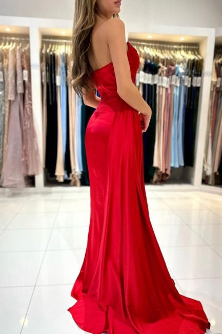 Charming Sweetheart Sleeveless Mermaid prom Dresses With Front Split