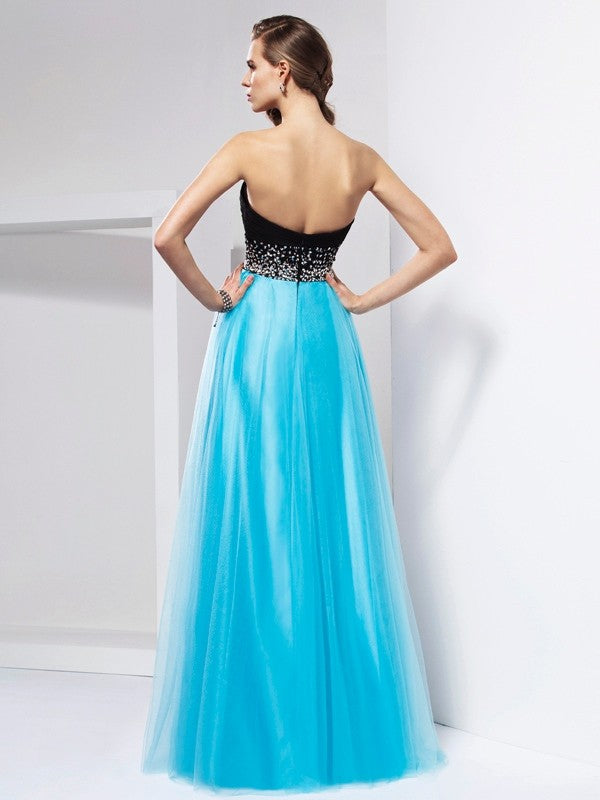 Gorgeous Sweetheart Sleeveless Long Net Prom Dress