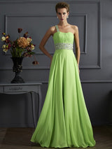 Gorgeous Beading Sleeveless One-Shoulder Chiffon Long Prom Dress