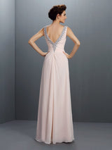 Gorgeous V-neck Beading Sleeveless Long Evening Dress Chiffon