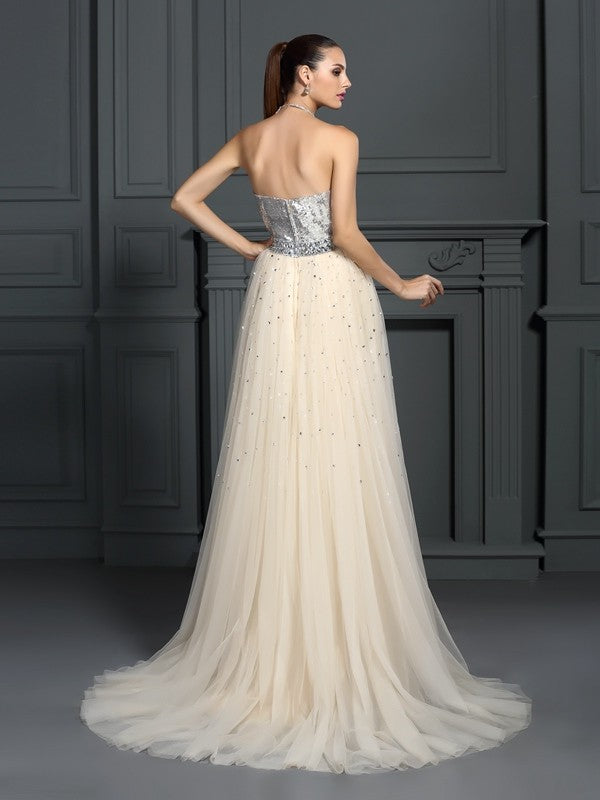 Gorgeous Sweetheart Beading Sleeveless Long Lace Prom Dress