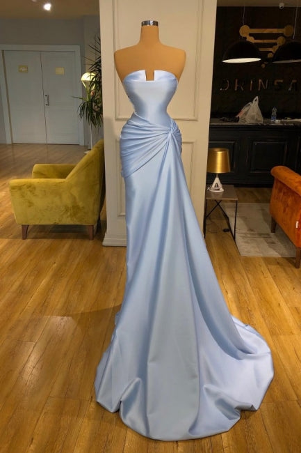 Chic Long Blue Mermaid Evening Gown Classic Sleeveless Ball Dresses