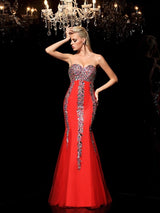 SheathSweetheart Sleeveless Long Net Prom Dress