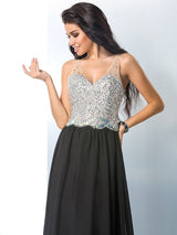 Gorgeous V-neck Beading Sleeveless Long Evening Dress Chiffon