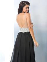 Gorgeous V-neck Beading Sleeveless Long Evening Dress Chiffon