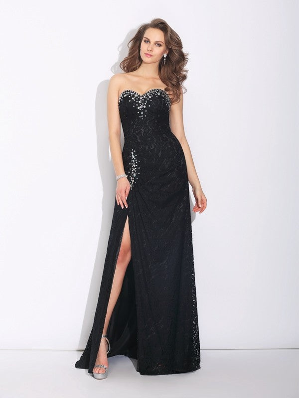 SheathSweetheart Sleeveless Long Lace Prom Dress