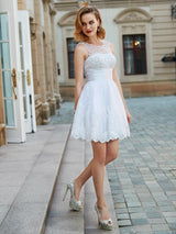Gorgeous Jewel Sleeveless Pearls Lace Prom Dress