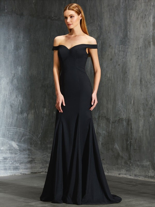 Chic Mermaid Off-the-Shoulder Sleeveless  Ruffles Japanese Elegant Evening Dress