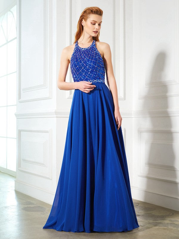 Gorgeous Jewel Beading Sleeveless Chiffon  Prom Dress