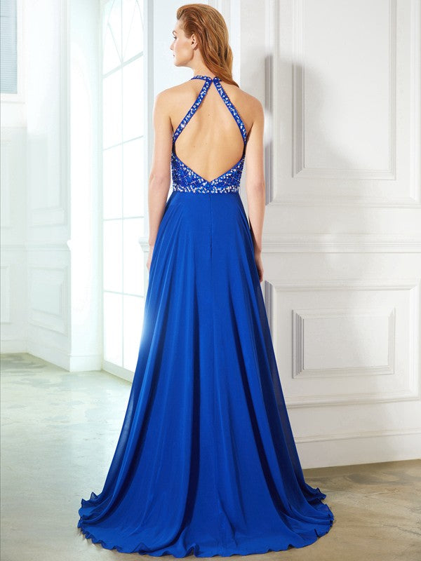 Gorgeous Jewel Beading Sleeveless Chiffon  Prom Dress