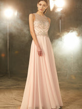 Sleeveless Amazing Scoop Chiffon Crystal Long Prom Dress