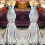 Elegant Mermaid Long Evening Prom Dress On Sale Sequins